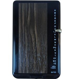 Vintage Bates List Finder Pencilist Model E Address Organize USA Woodgrain Metal